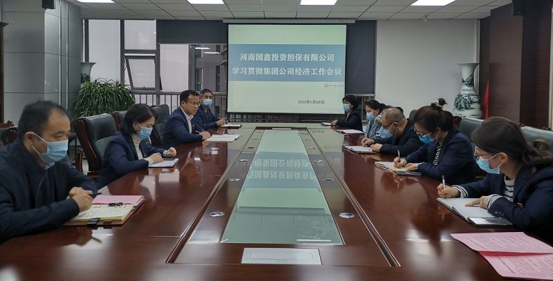 国鑫担保、洛烟中心学习传达国宏投控集团 和洛矿集团2022年度工作会议精神