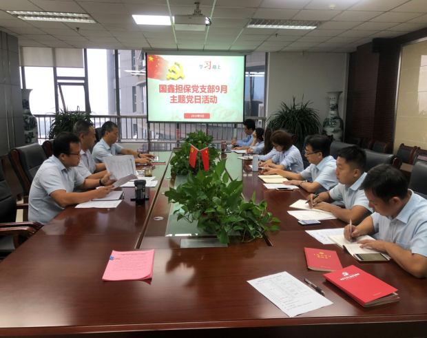 国鑫担保党支部组织开展“冲刺一百天，党员怎么干”9月主题党日活动
